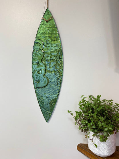 Waka Wall Art - Hei Tiki - Surfboard glass wall hanging - Made in NZ - Escape Glass