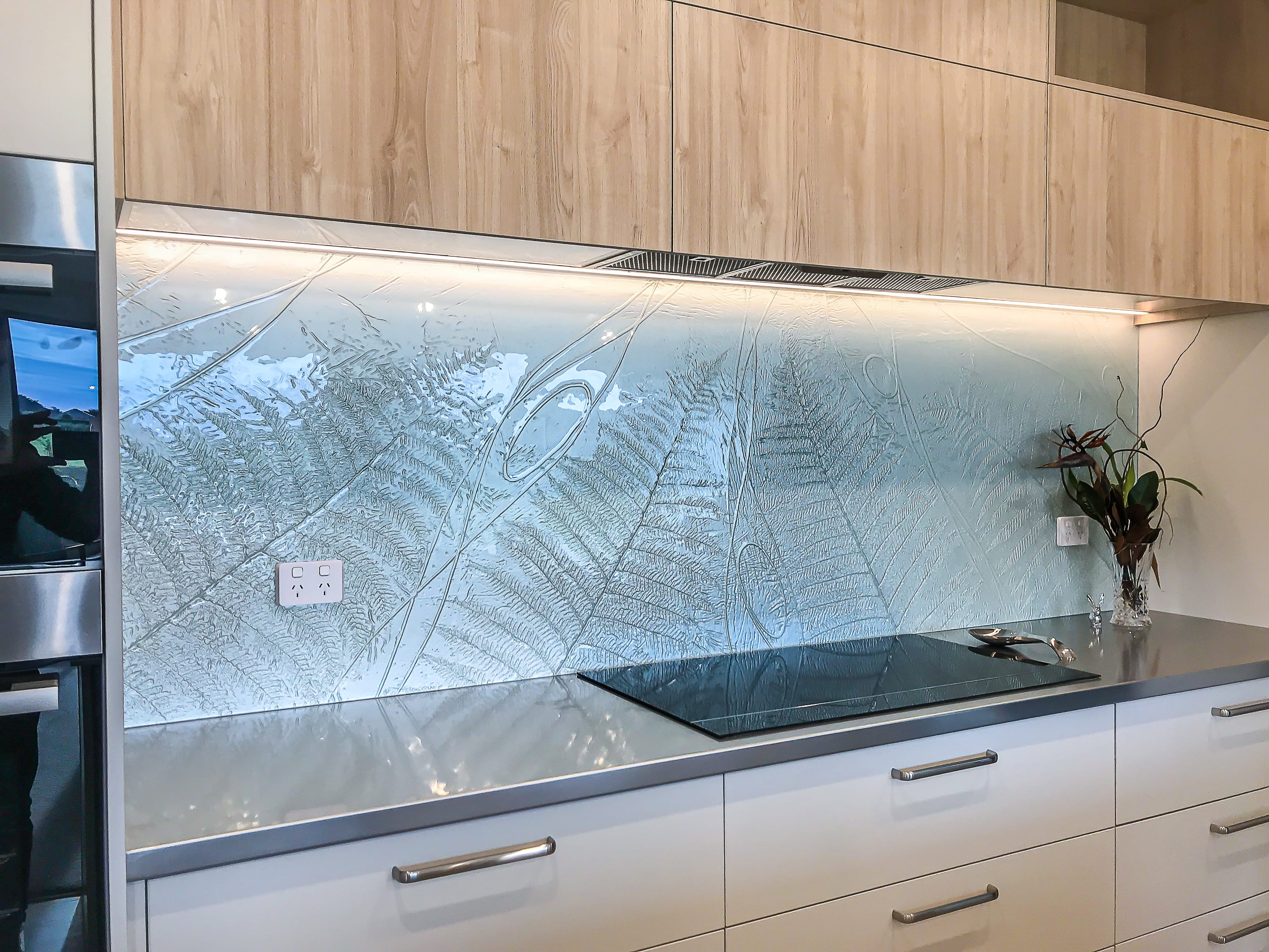 Natural Escape Fern Splashback in Periglacial Blue 