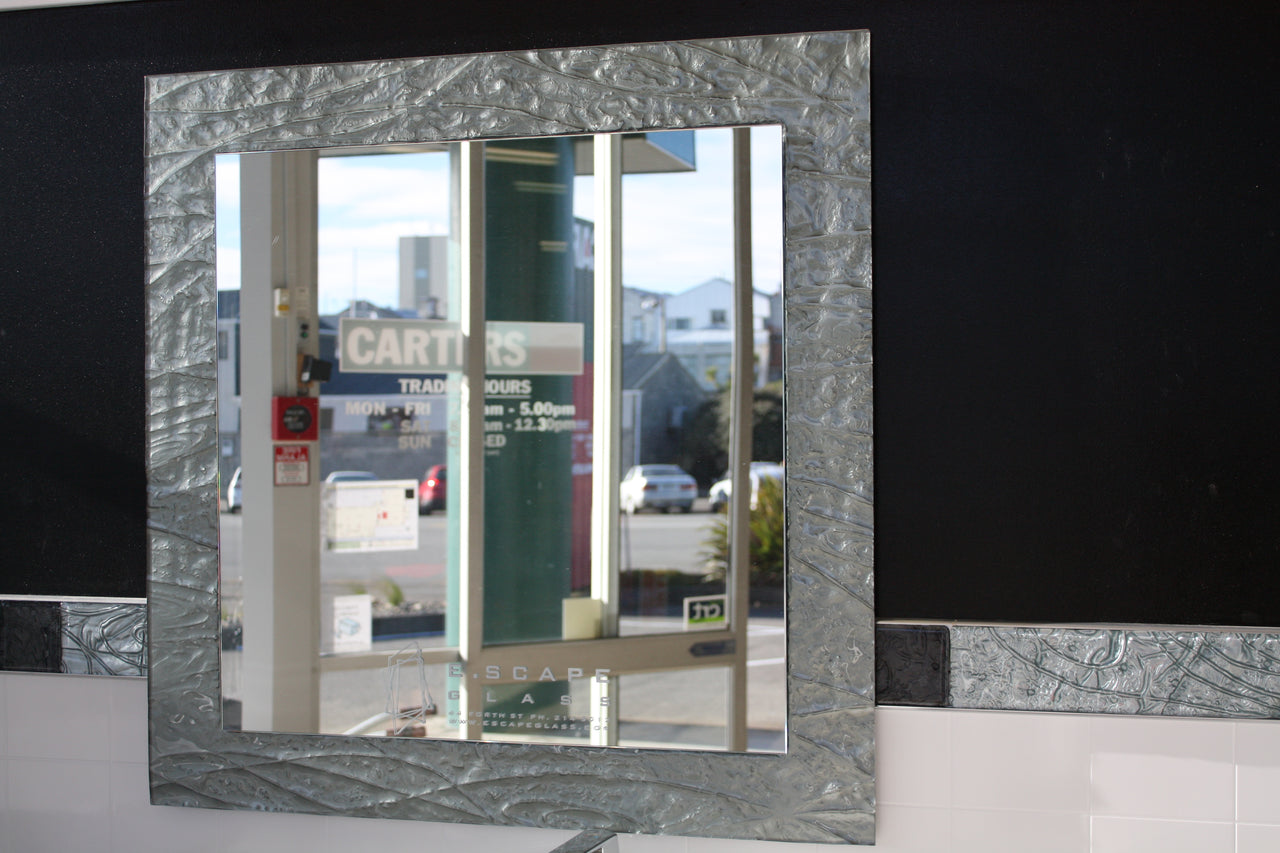 Slumped glass silver square mirror