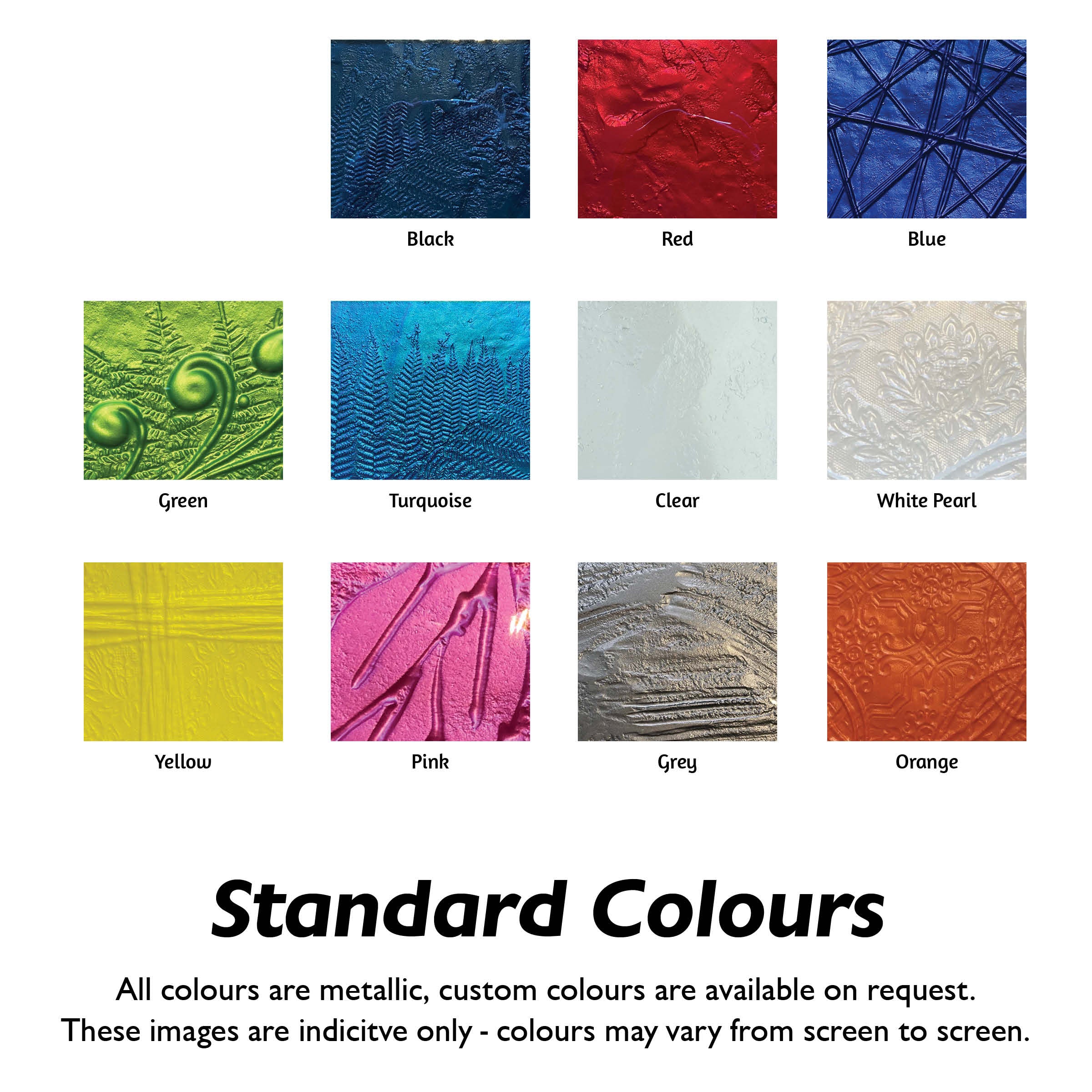 standard glass colours