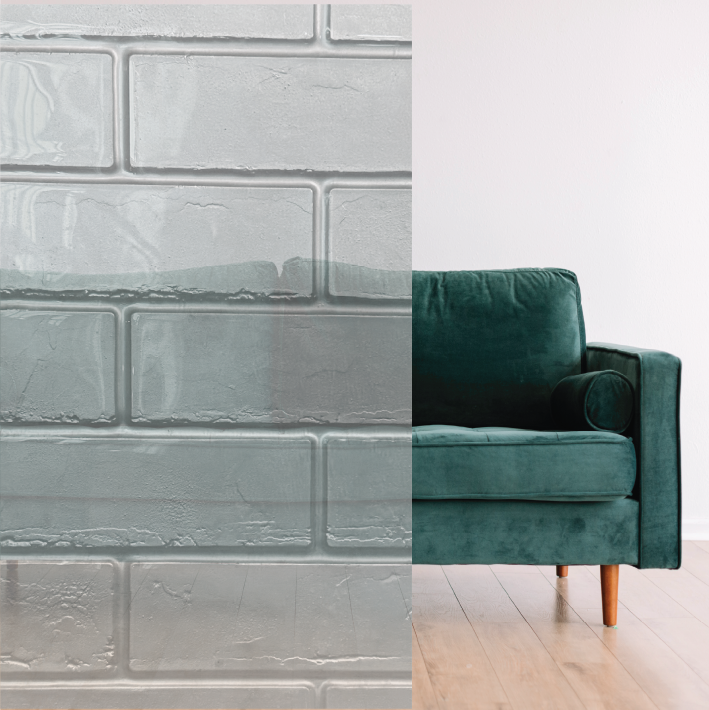 Subway tile slumped glass subscape splashback 