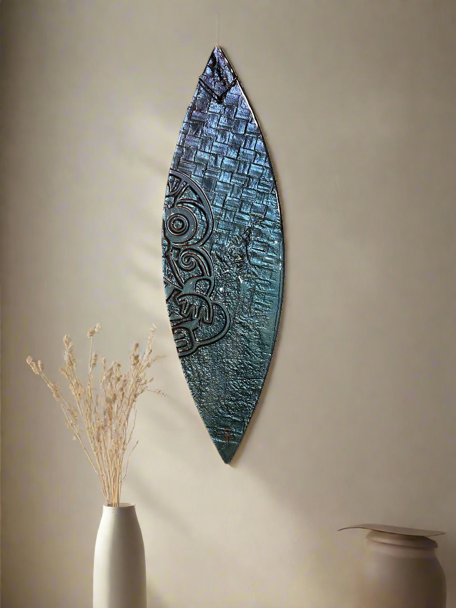 Waka Wall Art - Hei Tiki - Surfboard glass wall hanging - Made in NZ - Escape Glass