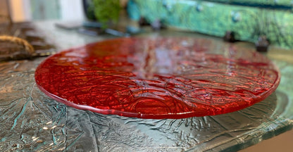 Lazy Susan - Red - Glass platter 