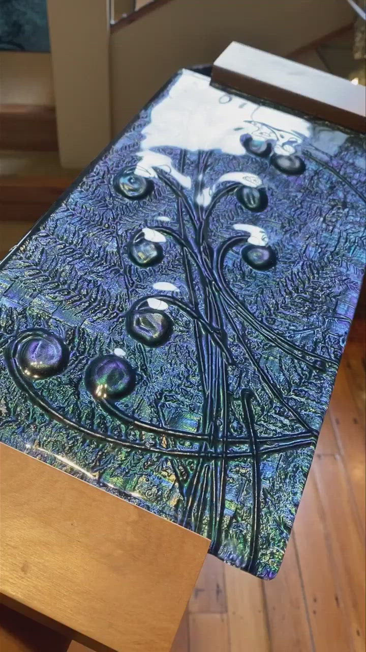 Kaleidoscope kiwiana fern and flax glass drinking coaster