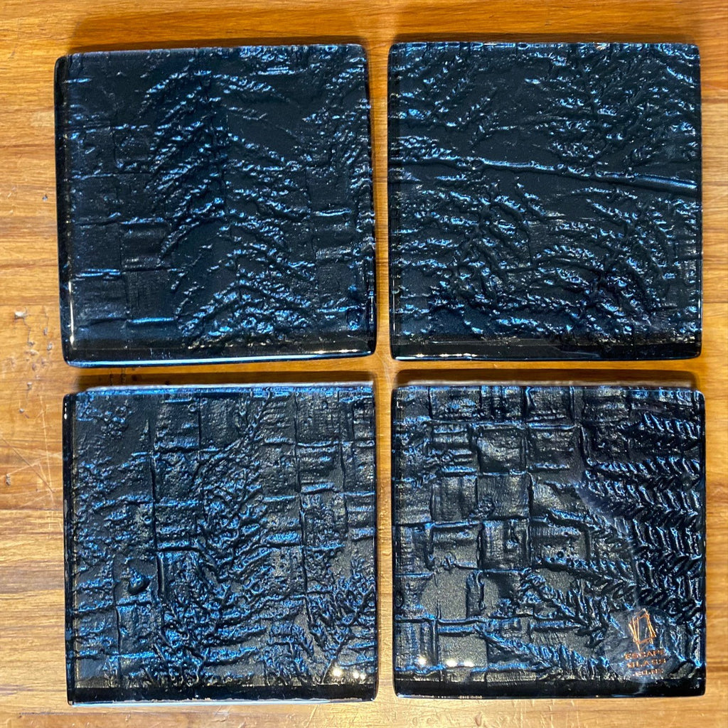 Black Fern and Flax coasters - Set of 4 - Escape Glass