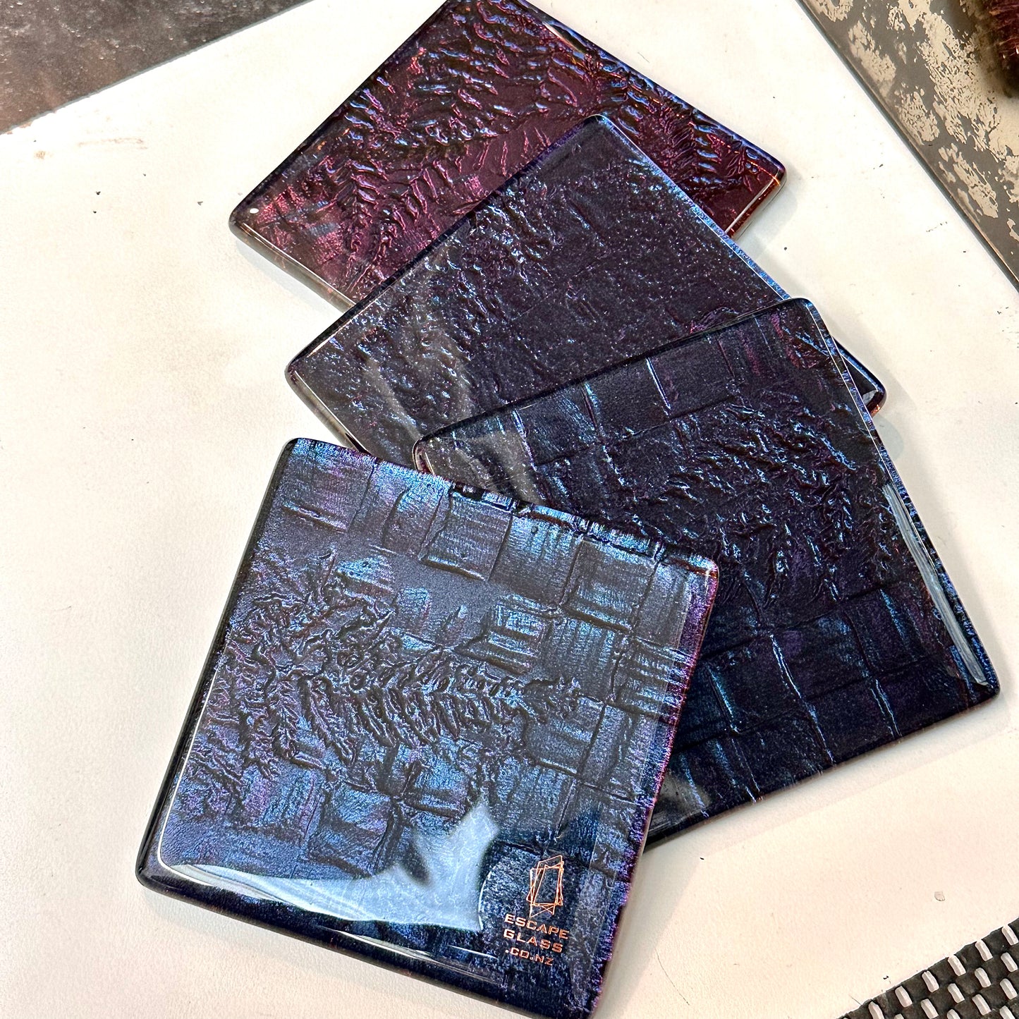Flax and Fern set of 4 coasters Twilight