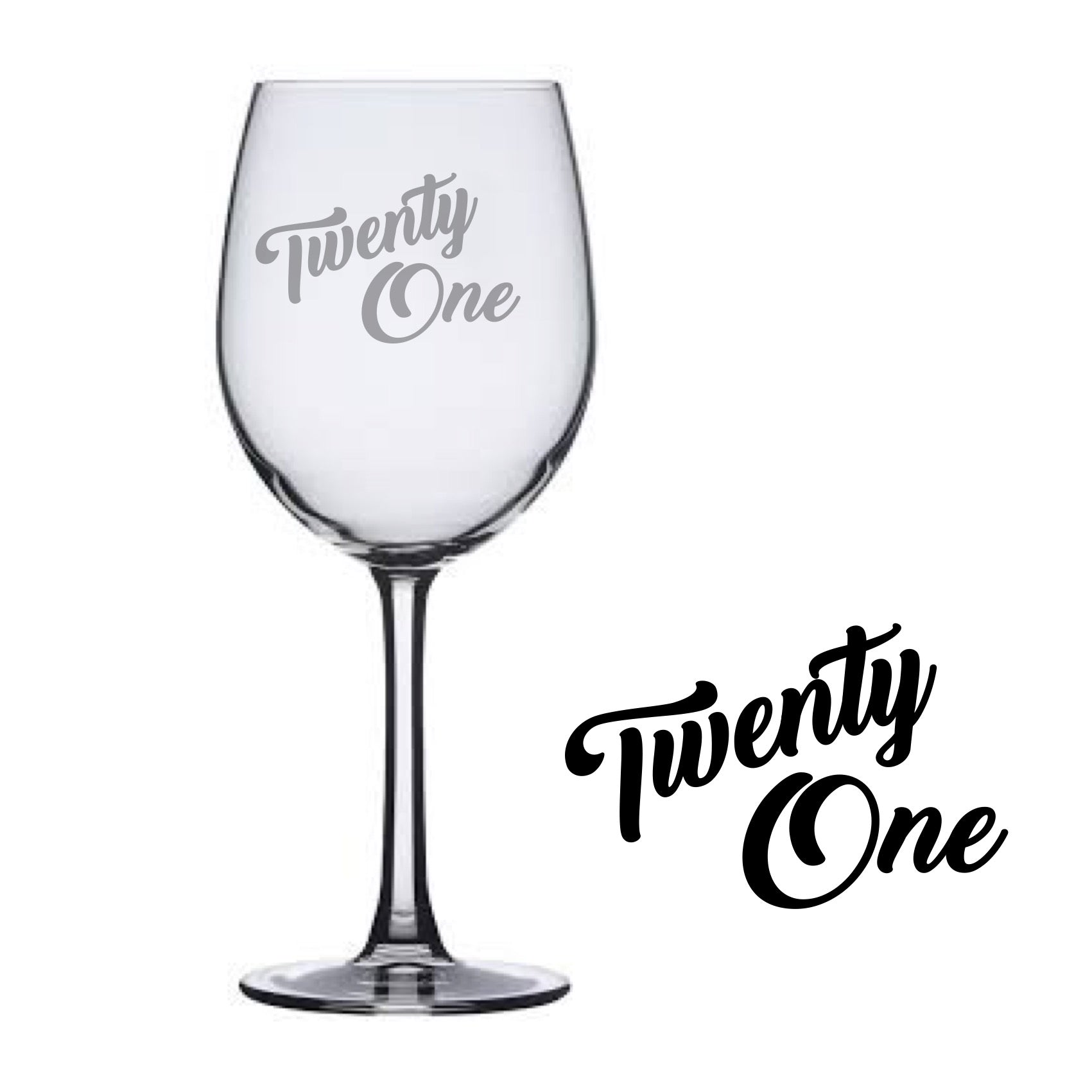 Engraved Wine Glass - Happy 21st Birthday