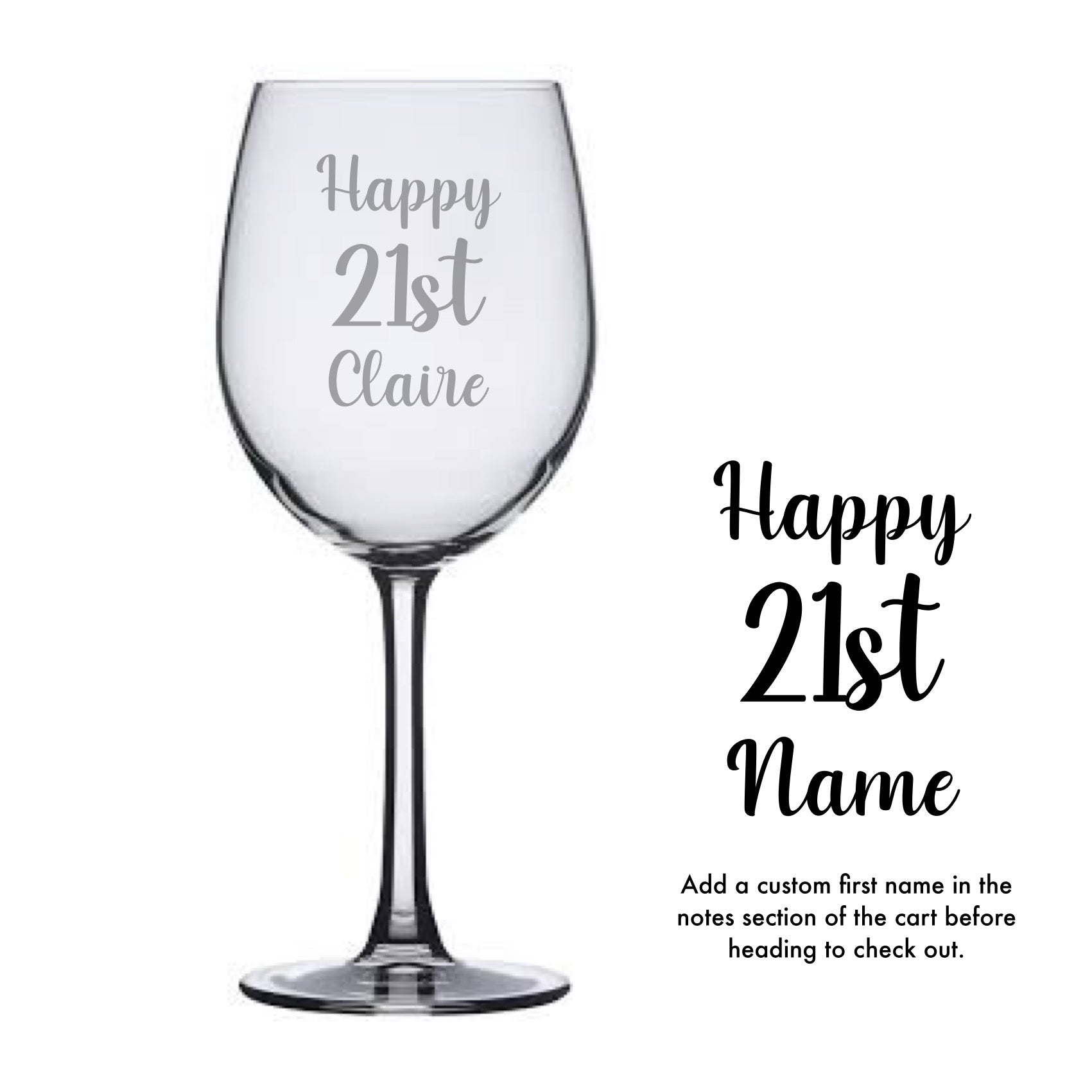 Engraved Wine Glass - Happy 21st Birthday