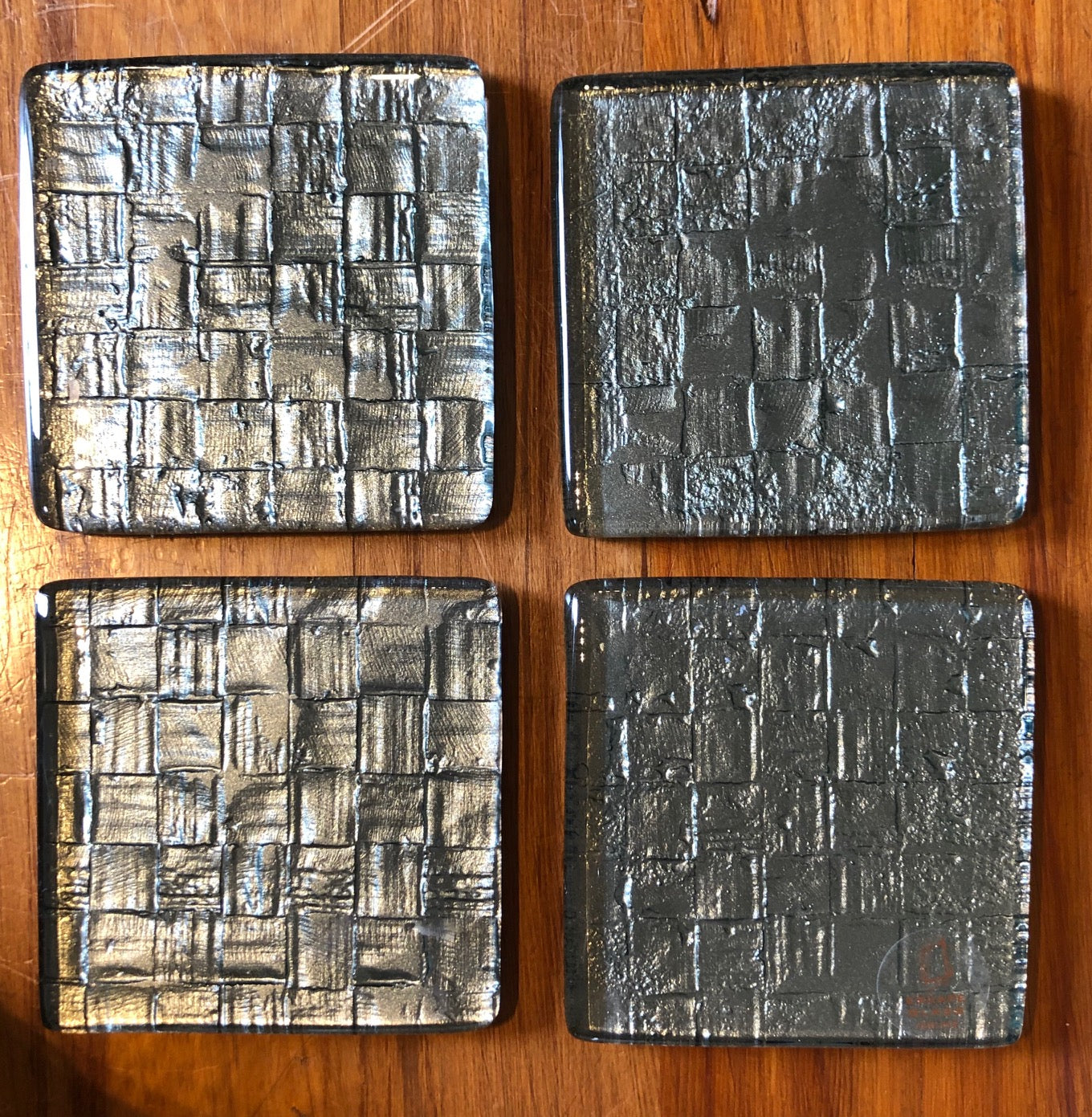 Gunmetal Flax Coasters - Set of 4