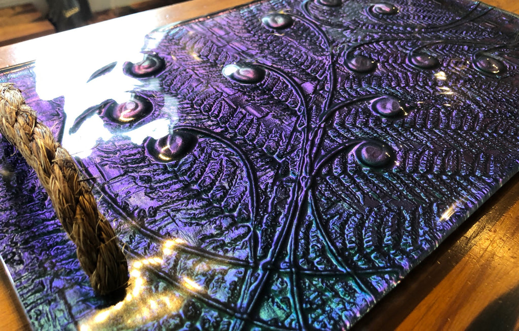 giftware homeware serveware grazing platter rope handle tray glass handmade in New Zealand Koru Fern Kaleidoscope kiwiana