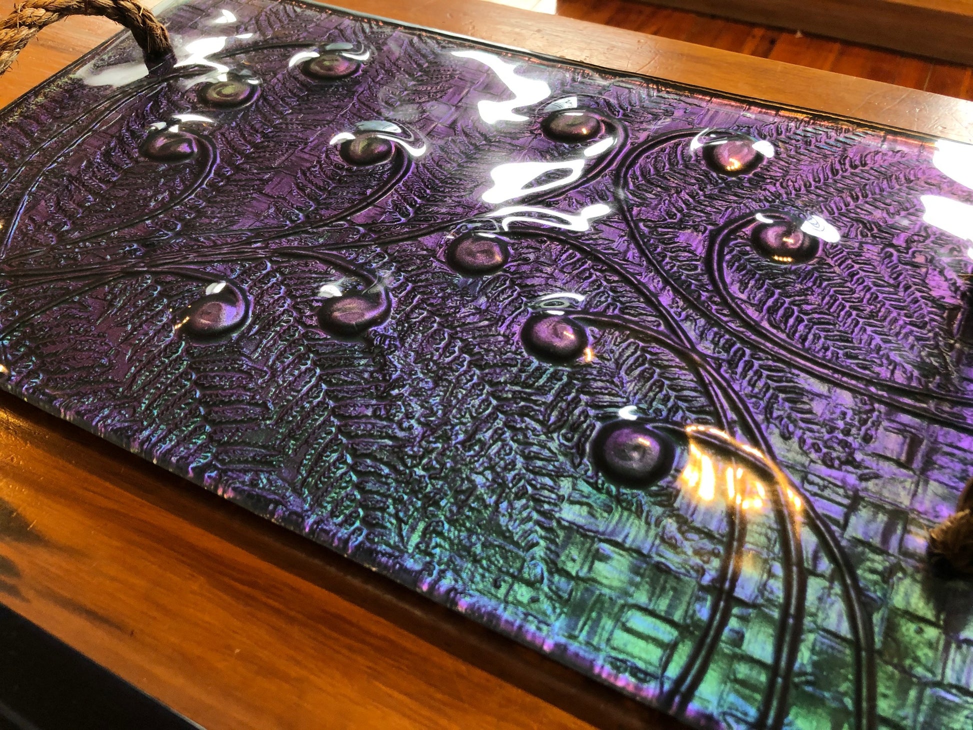 giftware homeware serveware grazing platter rope handle tray glass handmade in New Zealand Koru Fern Kaleidoscope kiwiana