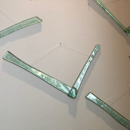 Green glass hand cut sea birds | Wall Art