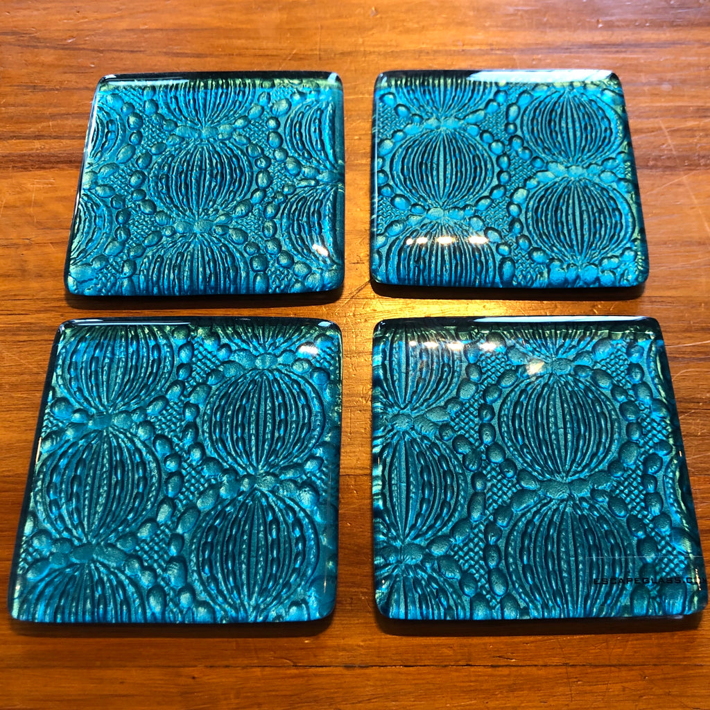 Turquoise Bubble Coasters - Set of 4