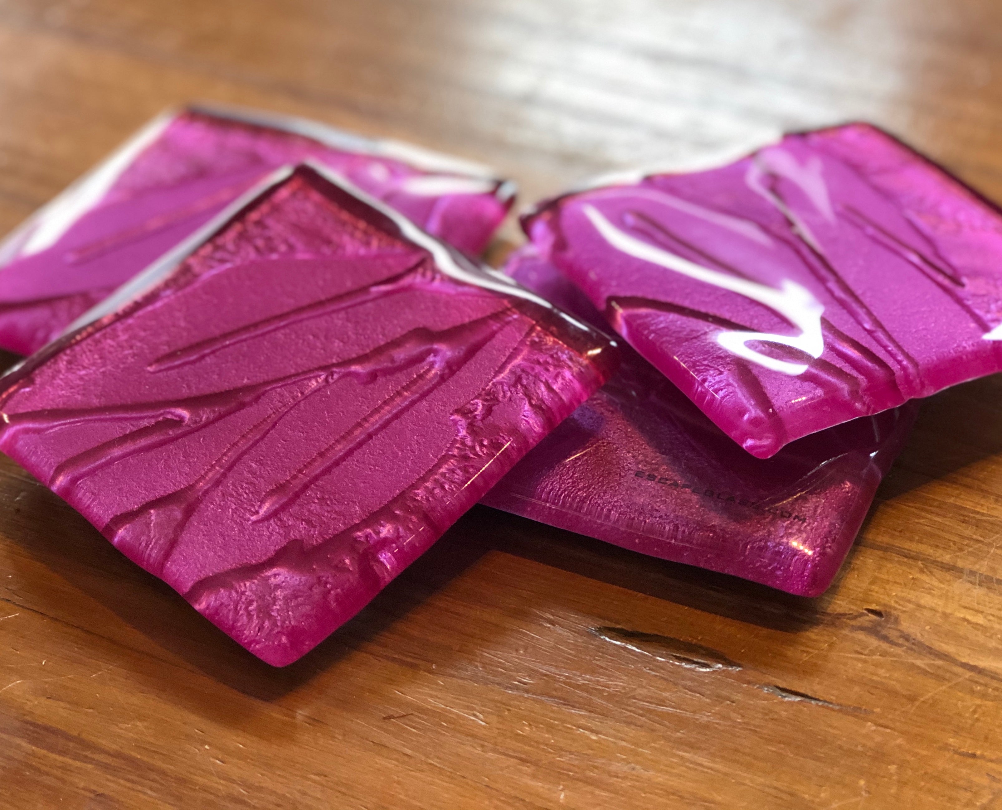 Pink Feather Coasters - Set of 4