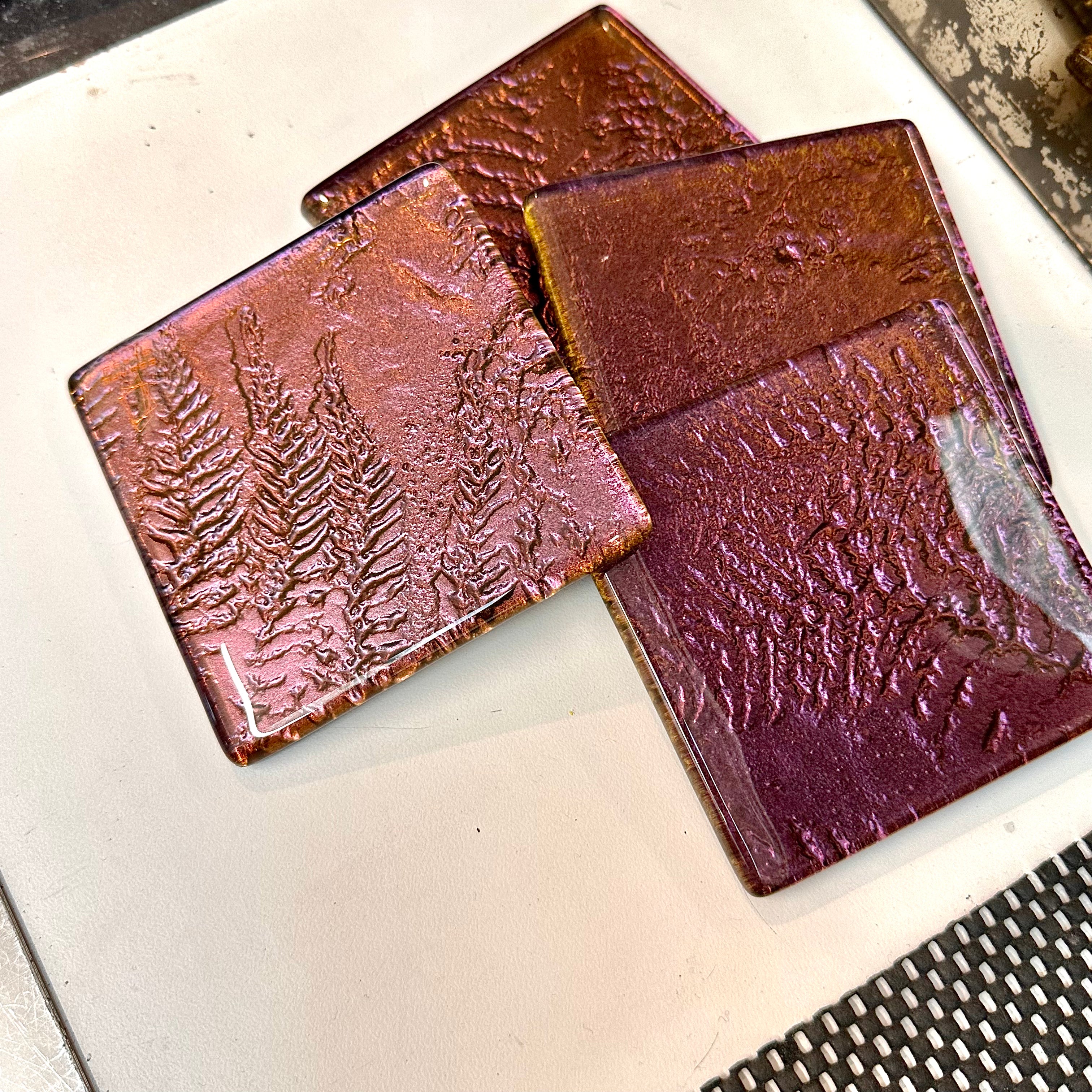 Flax and Fern set of 4 coasters SD