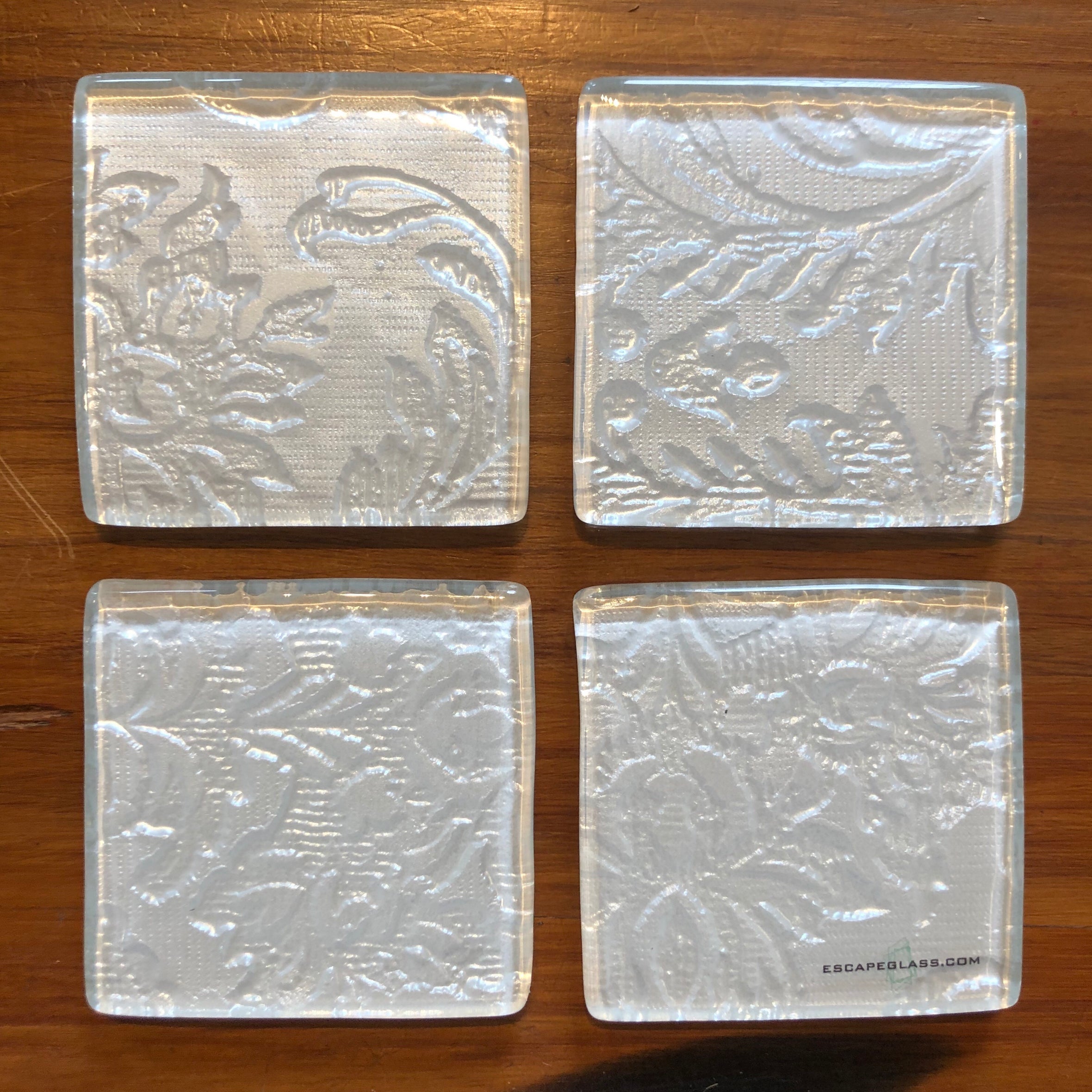 Set of four glass coasters 