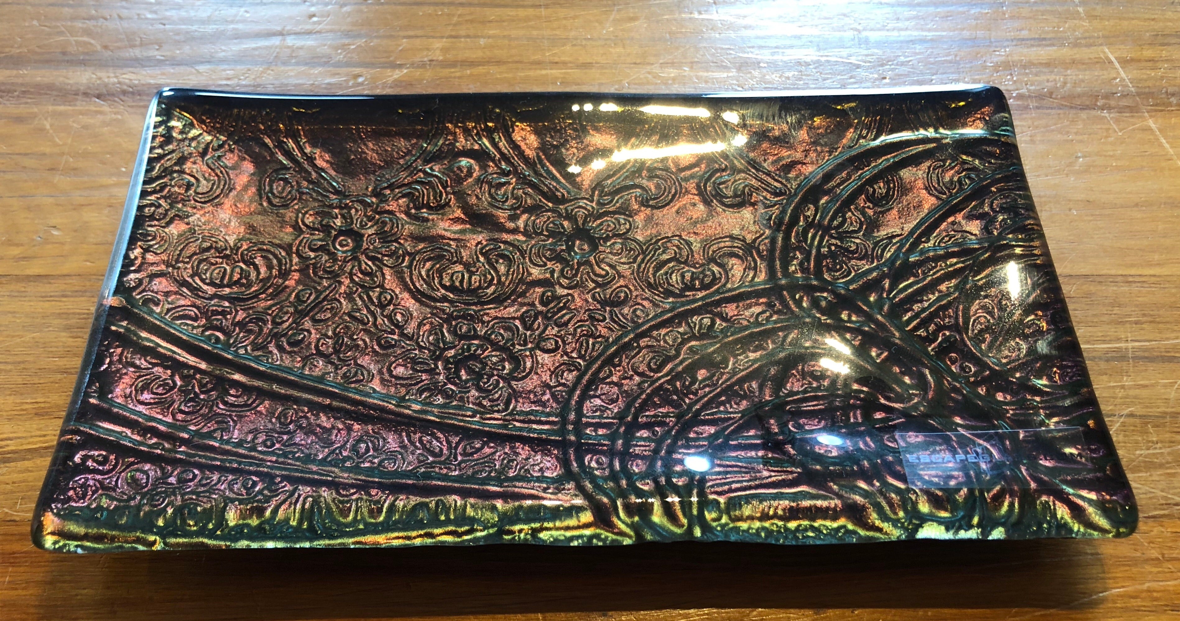 copper and gold conformity printed glass trinket tray new zealand