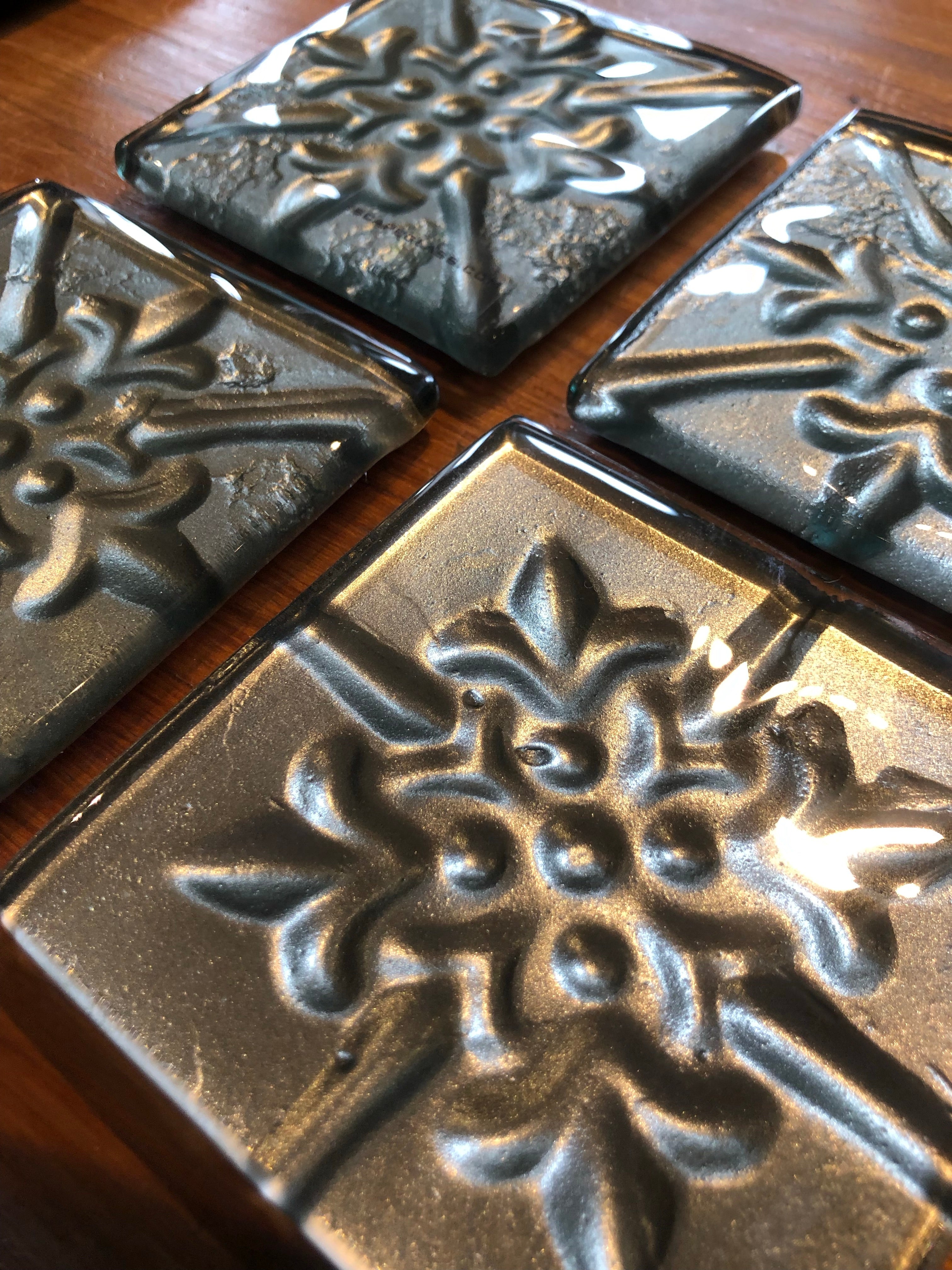 Blast Grey Pressed Tin Coasters - Set of 4
