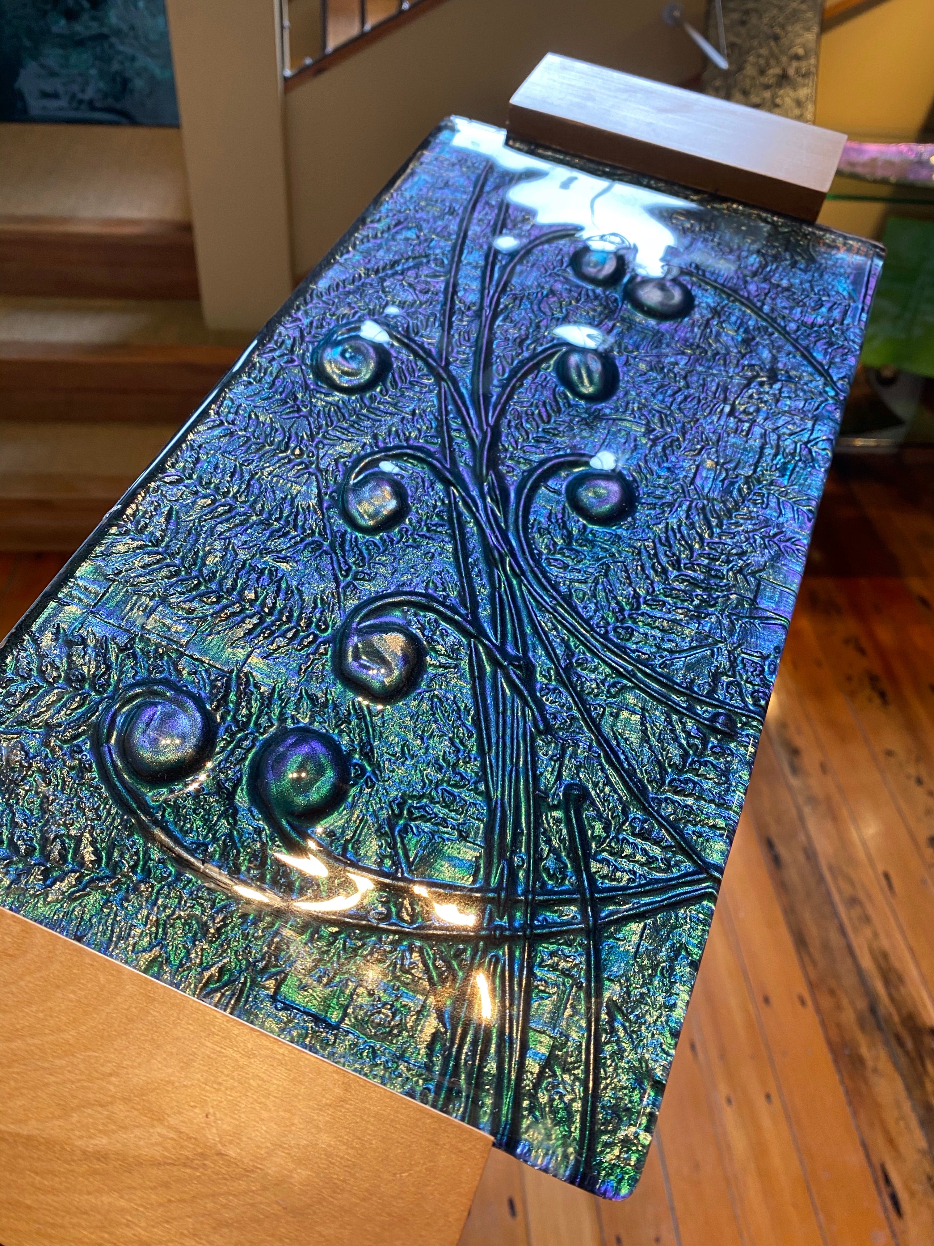 Wooden Handle Tray - Kaleidoscope (paua) Koru Fern