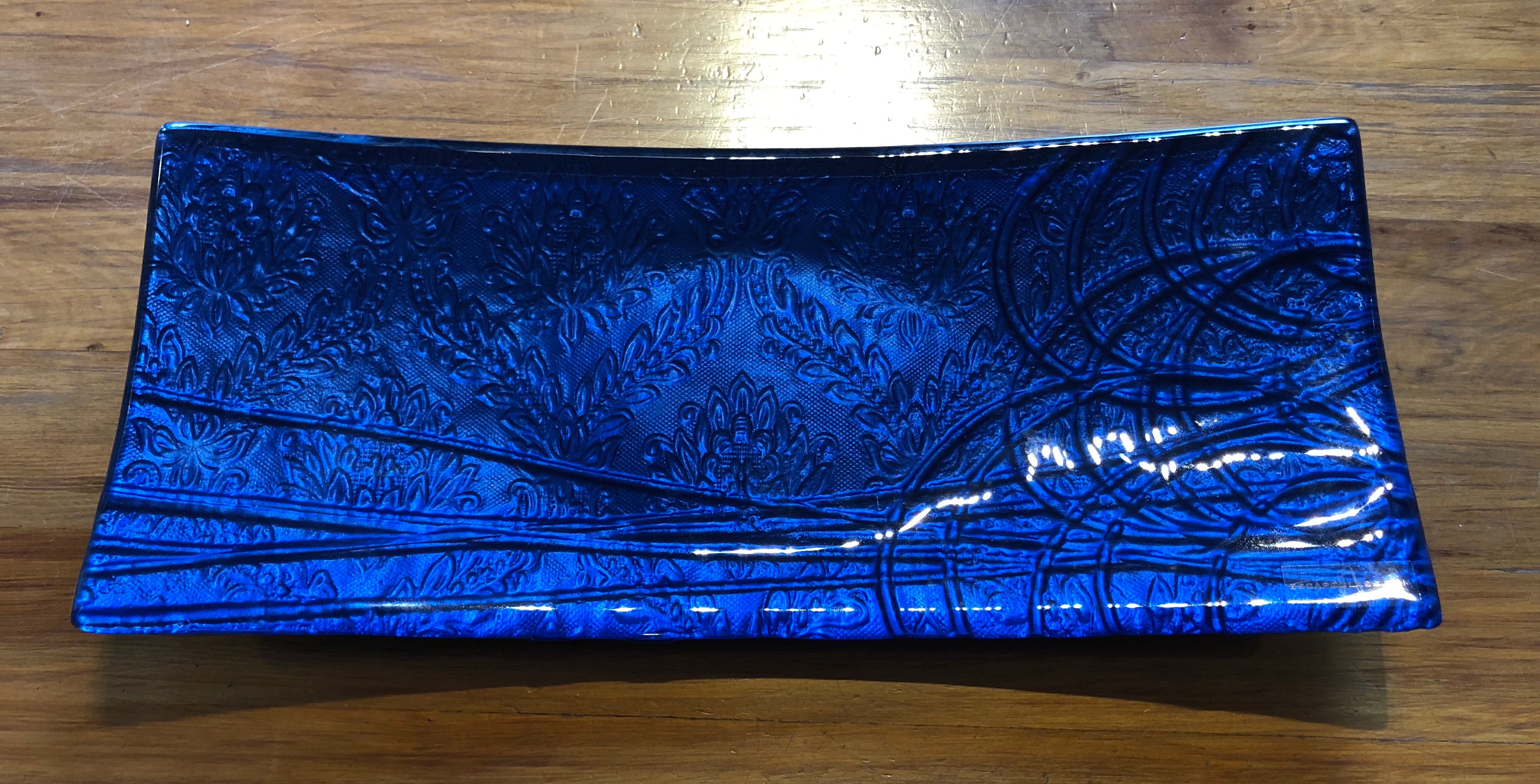 Blue Conformity Long Sushi platter glass tray serveware made in NZ New Zealand