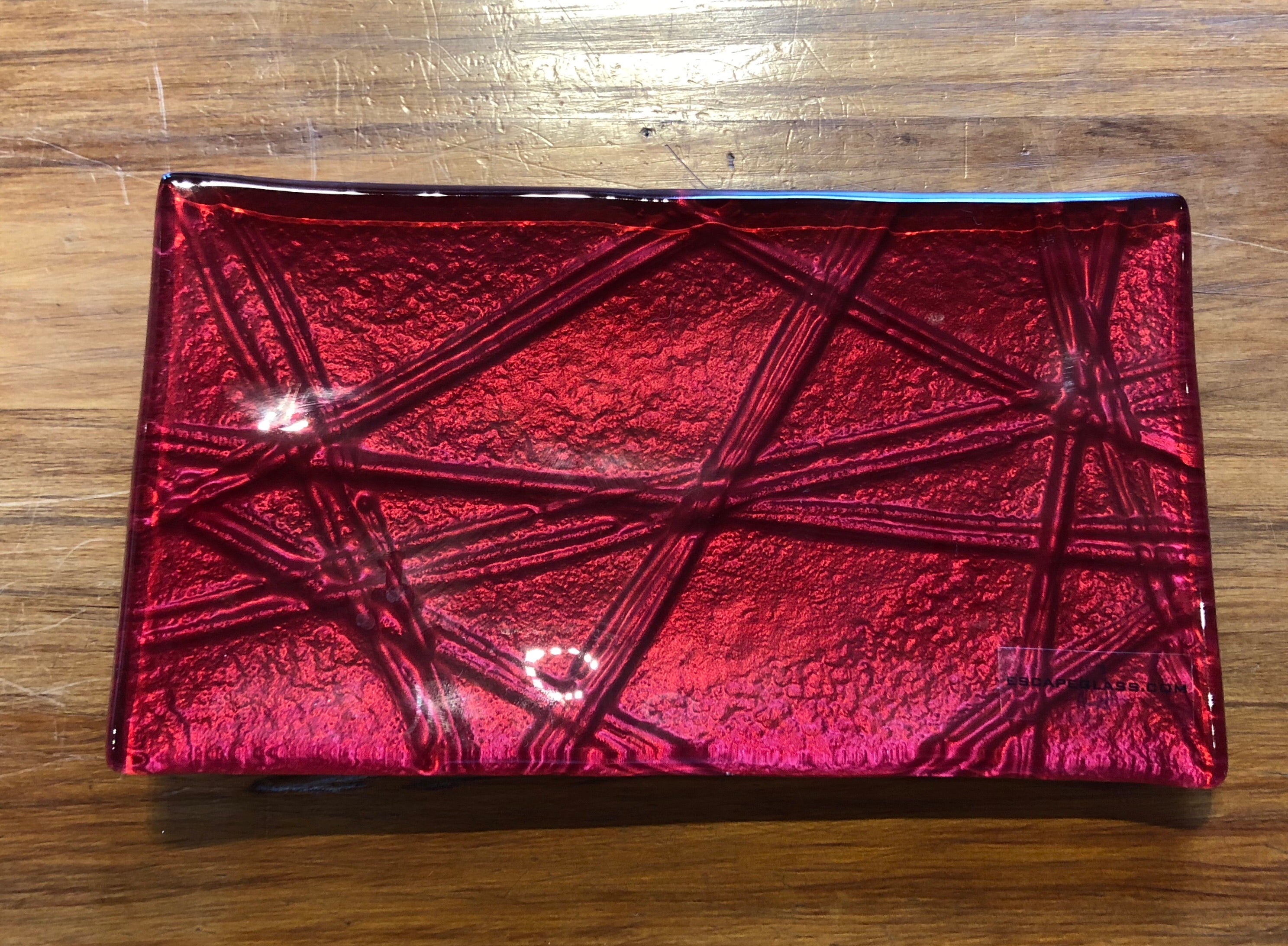 Red Rope  Glass Trinket Tray Southland New Zealand
