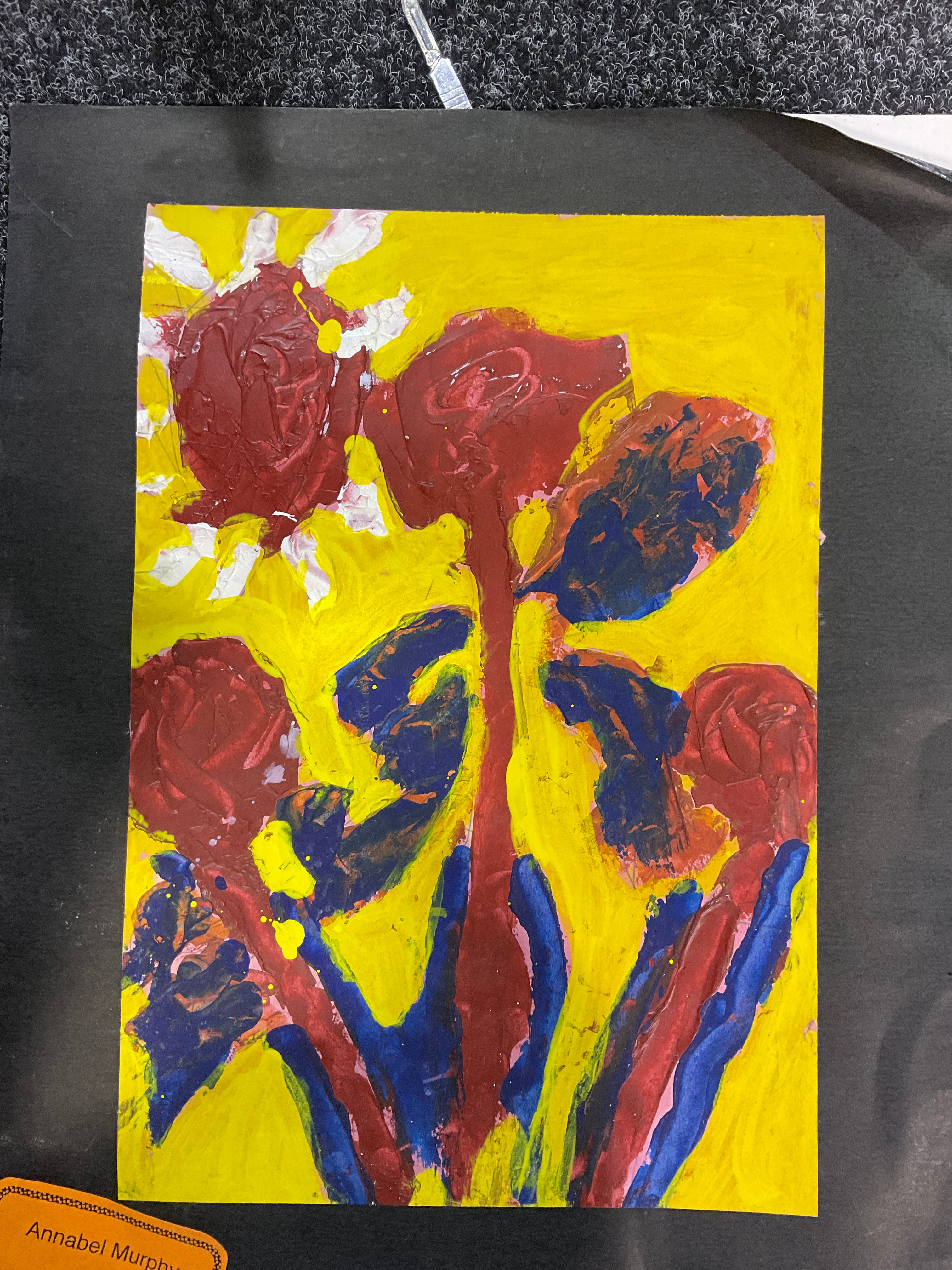 Childrens drawing made into glass art
