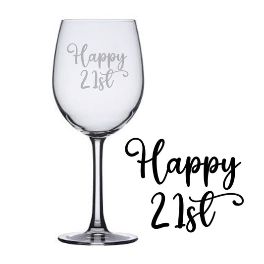 21st birthday wine glass