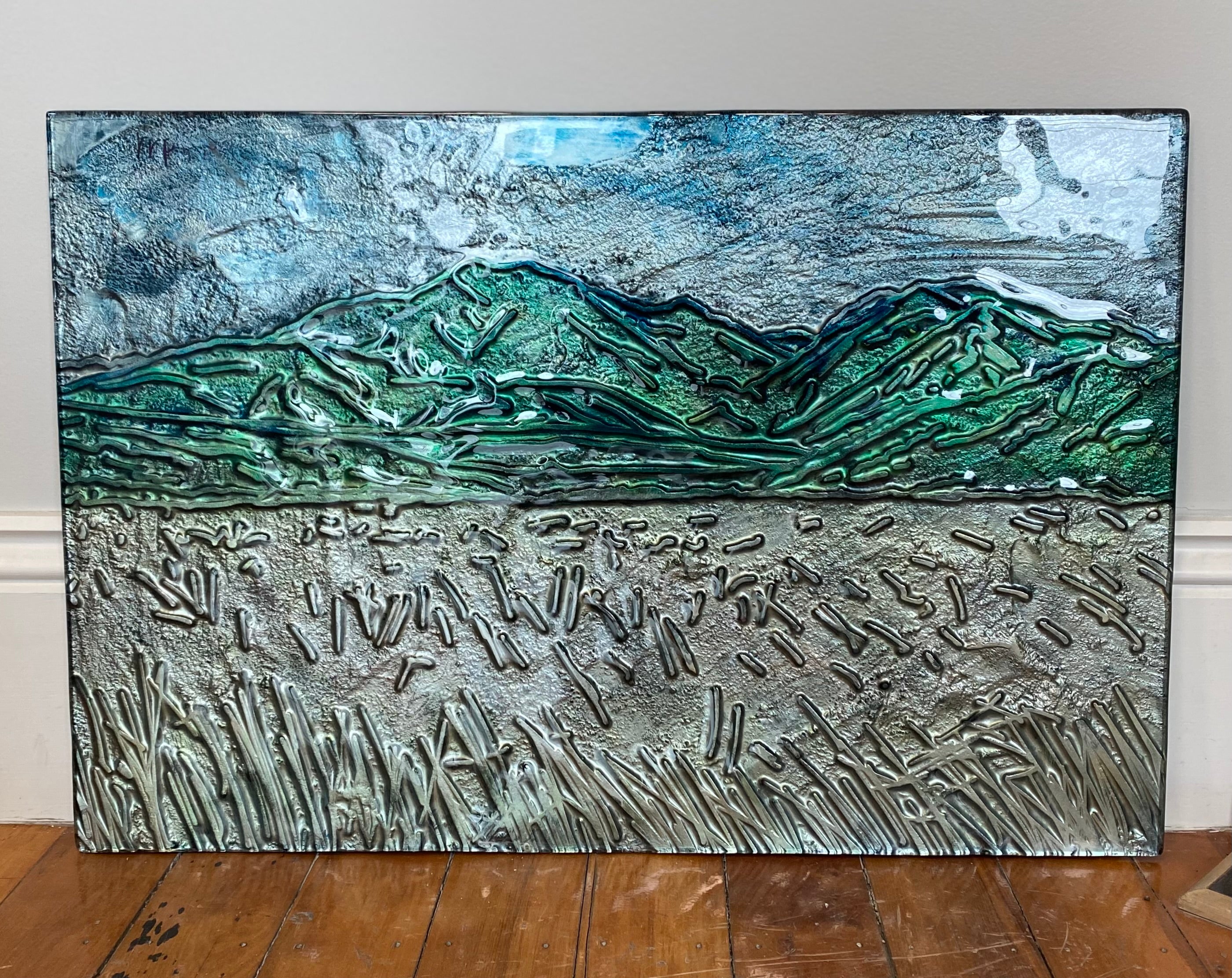 Central Otago 'The holls' artwork - hand painting on glass