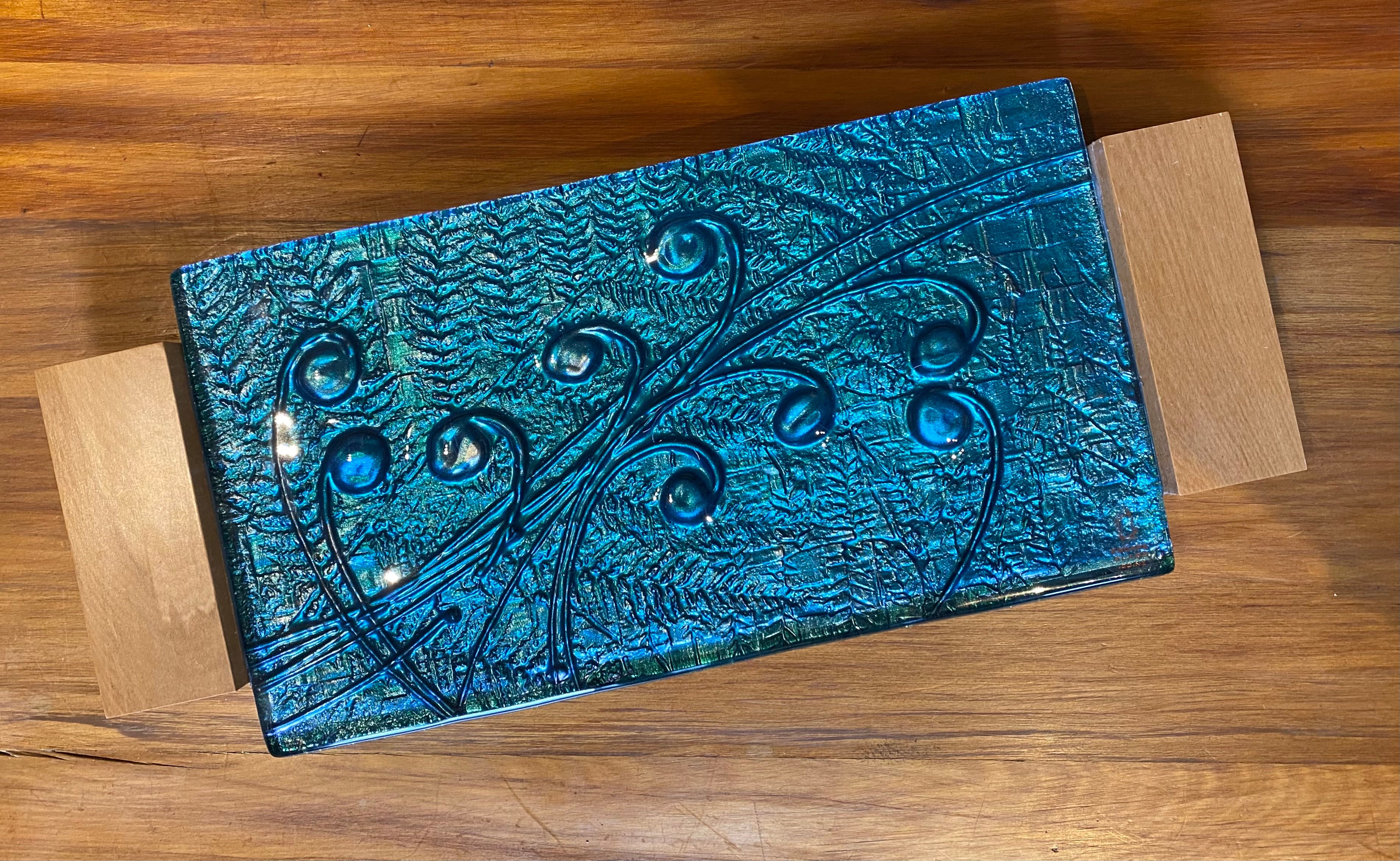 Wooden Handle Tray - Kaleidoscope (paua) Koru Fern